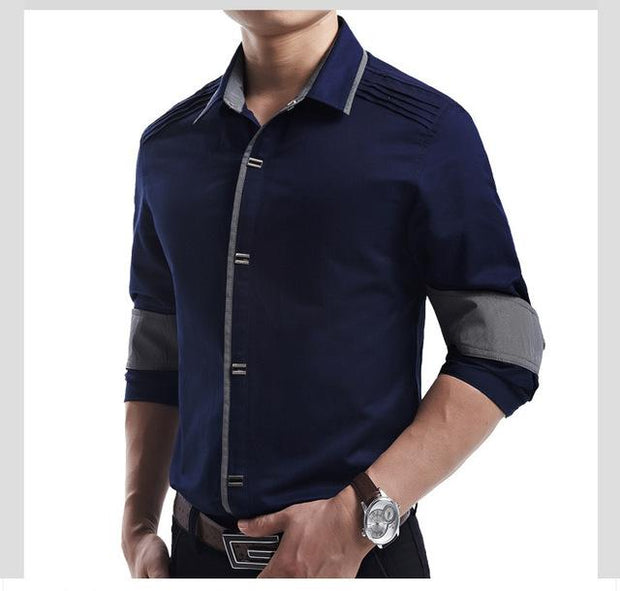 West Louis™ Top Quality Slim Fit Cotton Shirts Blue / M - West Louis