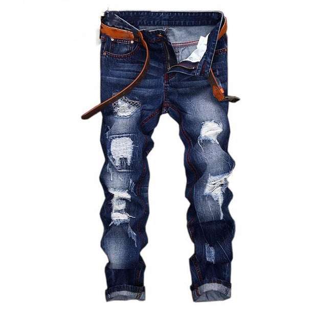 West Louis™ Denim Ripped Slim Jeans Blue / 28 - West Louis