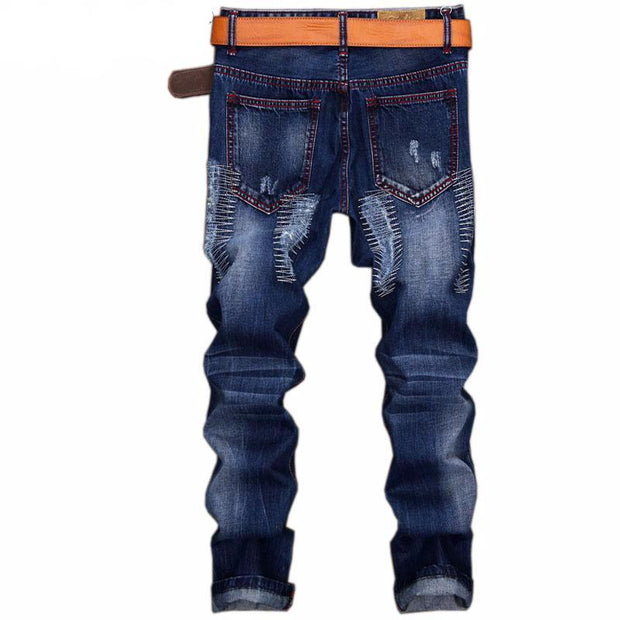 West Louis™ Denim Ripped Slim Jeans  - West Louis