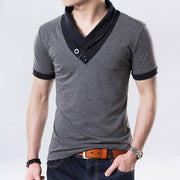 West Louis™ Short Sleeve V Neck Button Tee Gray / M - West Louis