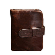 West Louis™ Leather Short Folding Wallet Brown1 - West Louis