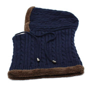 West Louis™ Winter Knitted Hat Beanie Scarf navy - West Louis