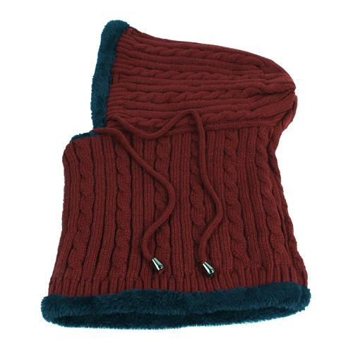 West Louis™ Winter Knitted Hat Beanie Scarf wine red - West Louis