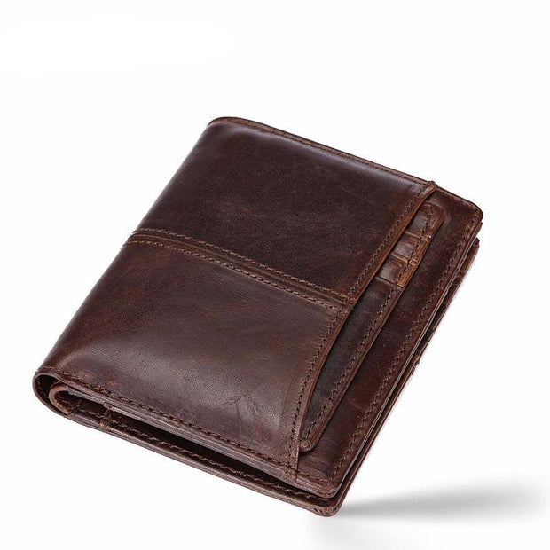 West Louis™ Leather Cowhide Money Bag Wallet Brown - West Louis