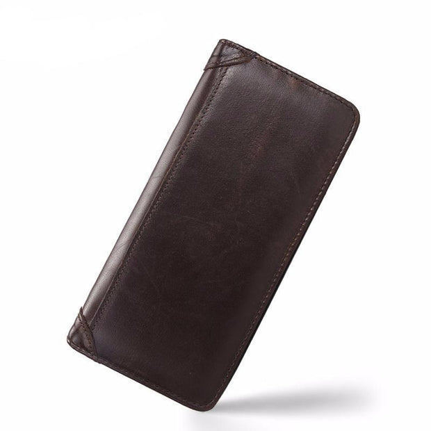 West Louis™ Casual Leather Long Wallet Brown - West Louis