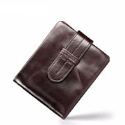 West Louis™  Oil Wax Genuine Leather Wallet Brown - West Louis