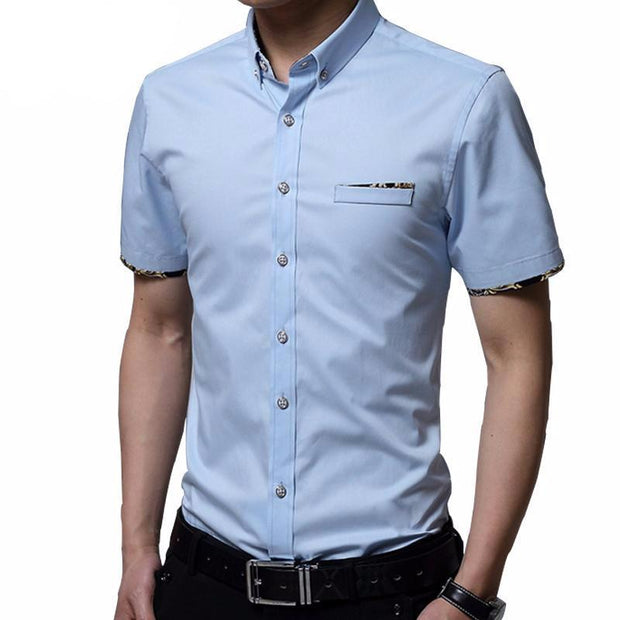 West Louis™ Short Sleeve Slim Fit Cotton Shirt  - West Louis