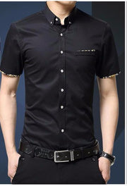 West Louis™ Short Sleeve Slim Fit Cotton Shirt Black / M - West Louis