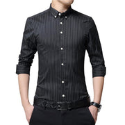 West Louis™ Business Men Striped Dress Shirt Black / XS - West Louis