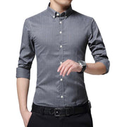 West Louis™ Business Men Striped Dress Shirt Dark Grey / XS - West Louis