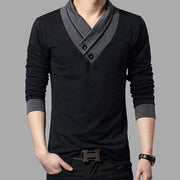 West Louis™ Slim Fit Long Sleeve Fashion T-Shirt Black / XS - West Louis