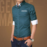 West Louis™ Cotton Slim Fit Long Sleeve Dress Shirt Green / M - West Louis