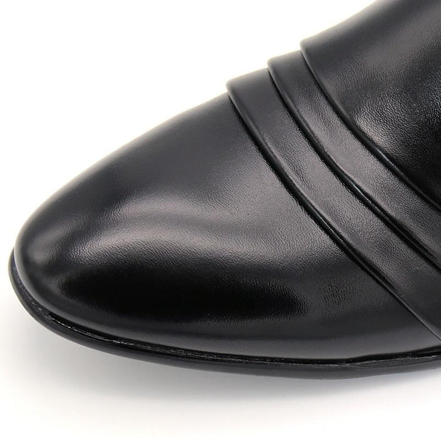 West Louis™ Dress Loafers Pointy Black Shoes  - West Louis