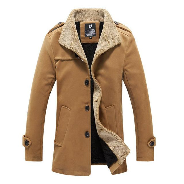 West Louis™ Lambswool Stand Collar Peacoat Khaki / M - West Louis