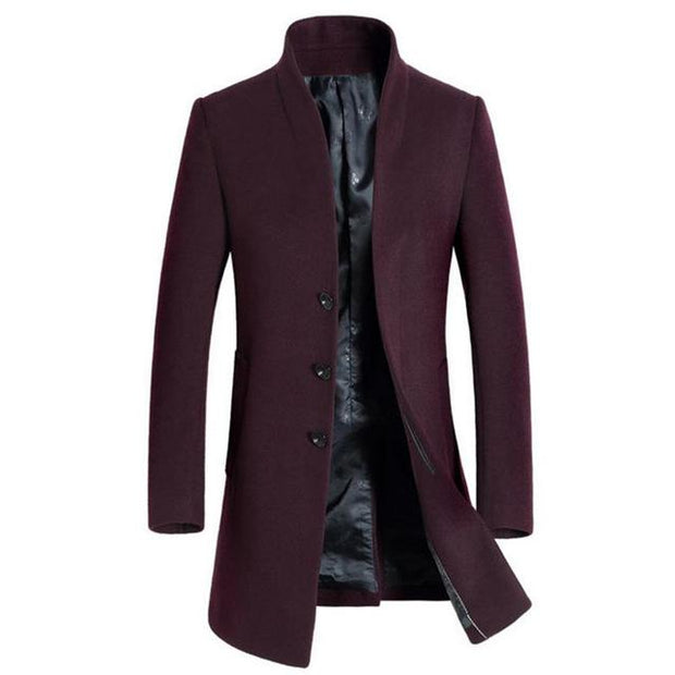 West Louis™ Formal Woolen Business-man Overcoat Dark red / M - West Louis