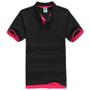 West Louis™ Designer Solid Cotton Polo Shirt [ 15 Colors ] Black Red / L - West Louis