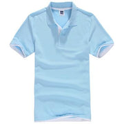 West Louis™ Designer Solid Cotton Polo Shirt [ 15 Colors ] Light blue / L - West Louis