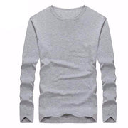 West Louis™ Cotton Solid Color Long Sleeved T Shirt Gray / XS - West Louis