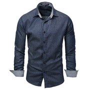 West Louis™ Polka Dot Denim Dress Shirt