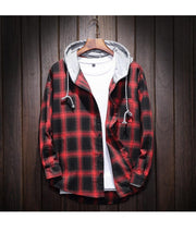 West Louis™ Plaid Casual Hooded Shirt Red / XXXL - West Louis