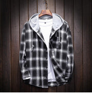 West Louis™ Plaid Casual Hooded Shirt Black / XXXL - West Louis