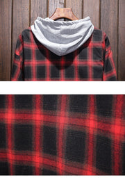 West Louis™ Plaid Casual Hooded Shirt  - West Louis