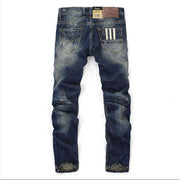 West Louis™ Dark Blue Color Printed Jeans  - West Louis