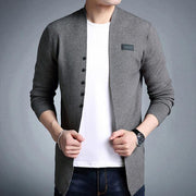 West Louis™ Middle-Long Length Solid Cardigan Dark Grey / M - West Louis