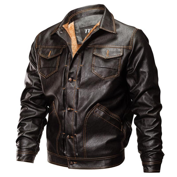 West Louis PU Leather Tactical Army Bomber Jacket Black / L | Male