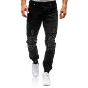 West Louis™ Hip Hop Washed Men Skinny Hole Jean Black / 29 - West Louis