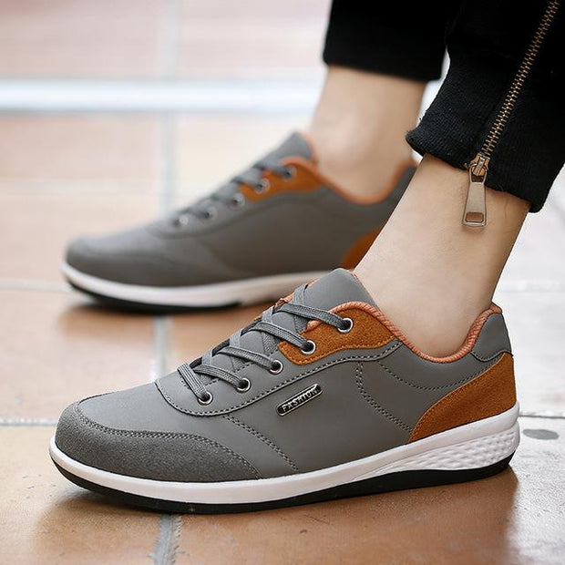 West Louis™ Lace-Up Microfiber Leather Sneakers Gray / 7 - West Louis