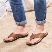 West Louis™ Cow Leather Fashion Flip Flops  - West Louis