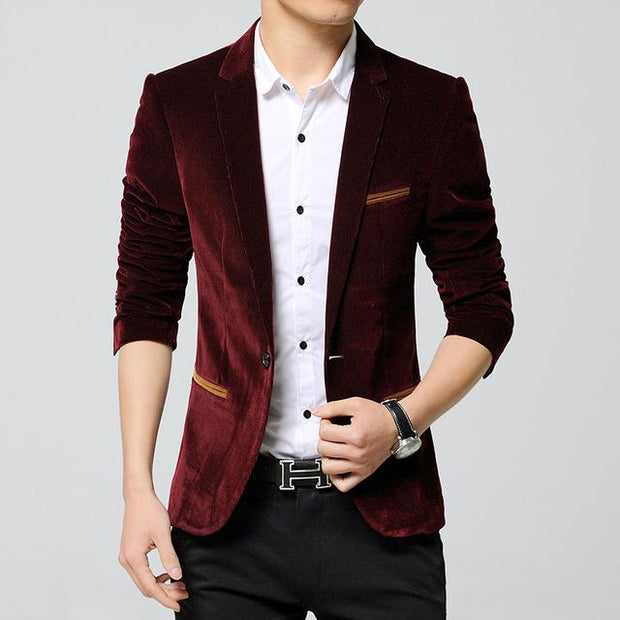 West Louis™ Business Autumn Linen Blazer RedWine / M - West Louis