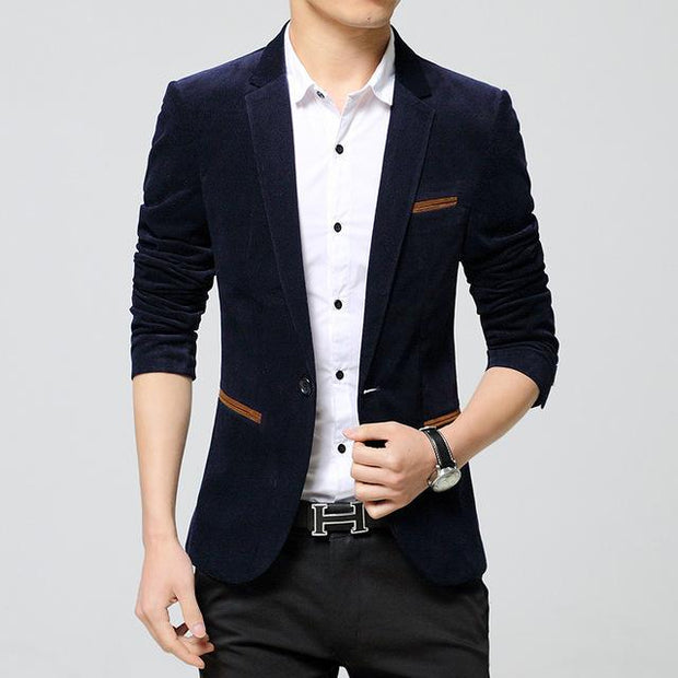 West Louis™ Business Autumn Linen Blazer Navy / M - West Louis