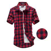 West Louis™ Red And Black Plaid Shirt Red Navy / M - West Louis