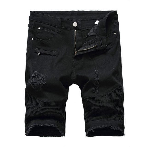 West Louis™ Knee Length Shorts Hombre Black ripped style / 28 - West Louis