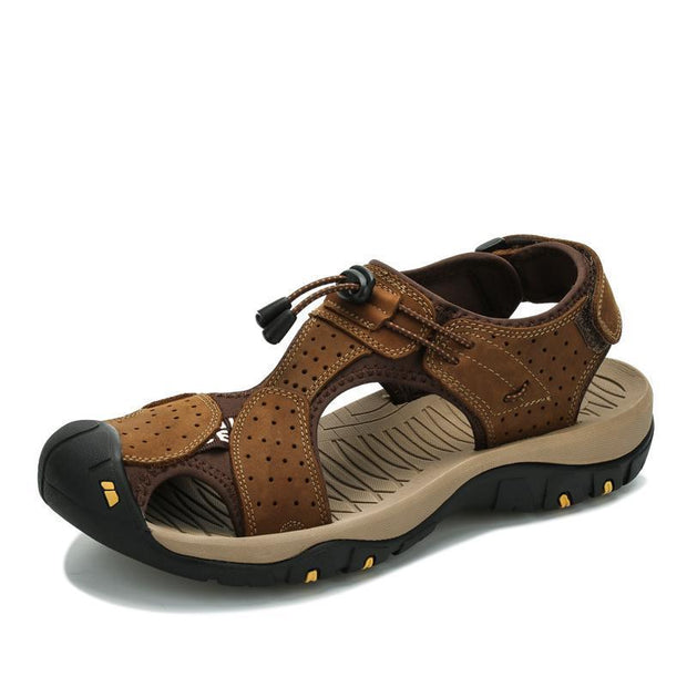 West Louis™ High Quality Genuine Leather Men Sandals  - West Louis