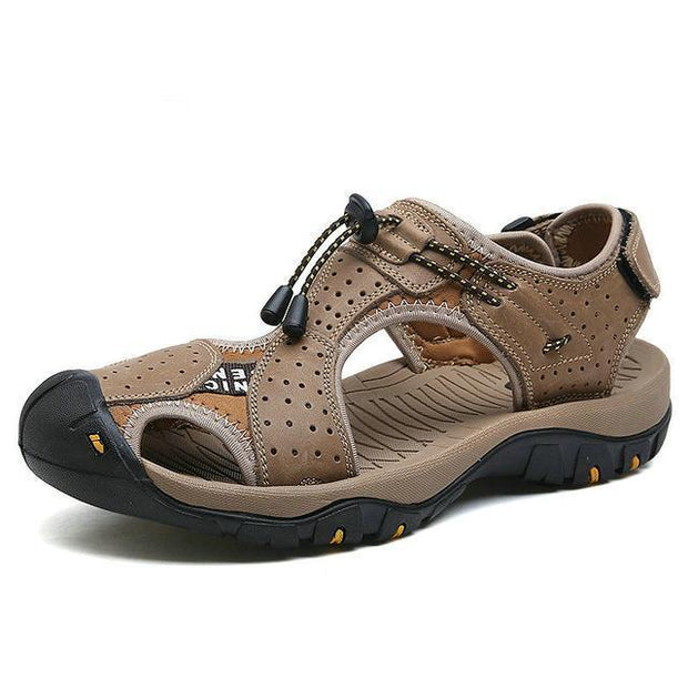 West Louis™ High Quality Genuine Leather Men Sandals Khaki / 10 - West Louis