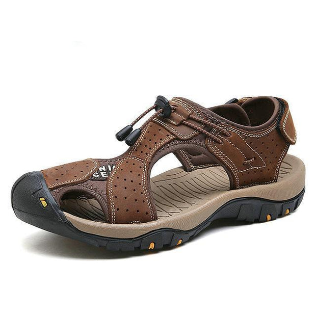 West Louis™ High Quality Genuine Leather Men Sandals Dark Brown / 10 - West Louis