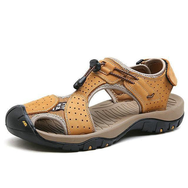 West Louis™ High Quality Genuine Leather Men Sandals Yellow Brown / 10 - West Louis