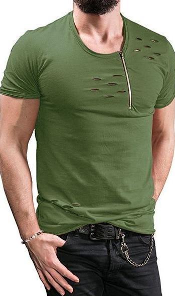 West Louis™ Summer Ripped Hole T-shirts Green / M - West Louis