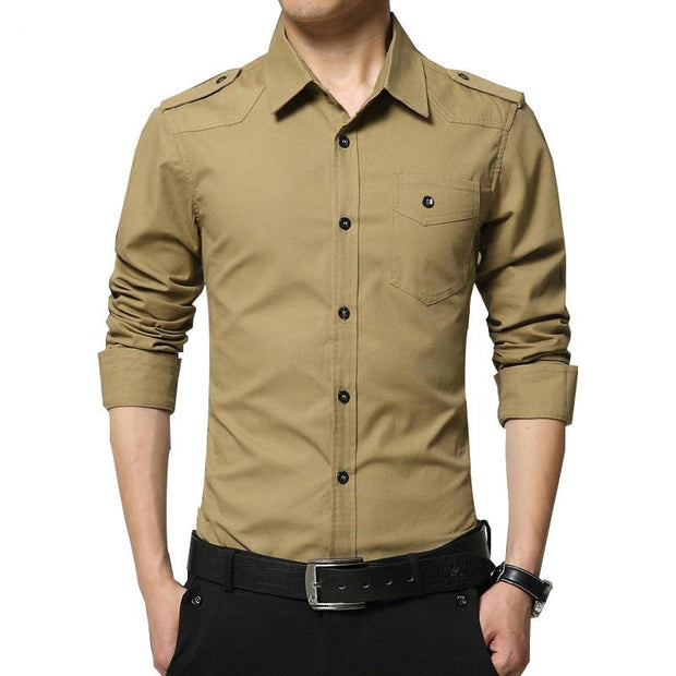 West Louis™ Full Sleeve Epaulet Shirt Khaki / XS - West Louis
