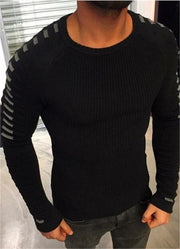 West Louis™  Round Neck Patchwork Quality Knitted Pullover Black / L - West Louis