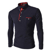 West Louis™ Polka Dot shirt collar Slim Fit Dress Shirt Blue / M - West Louis