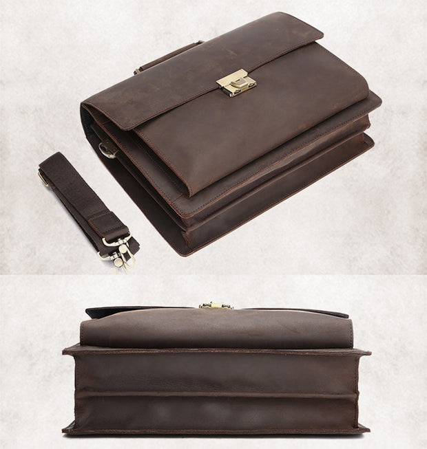 West Louis™ Vintage Style Leather Briefcase
