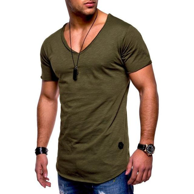West Louis™  Deep V-Neck Brand T-Shirt Green / L - West Louis