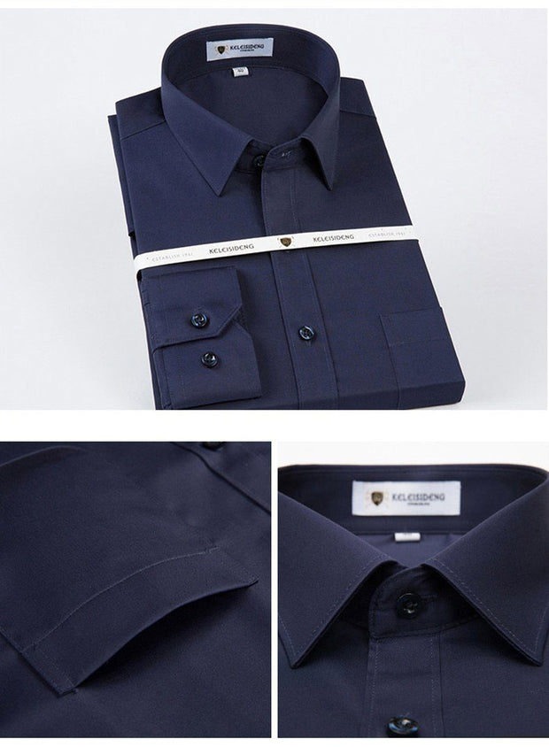 West Louis™ Solid Work Office Shirts Navy Blue / S - West Louis