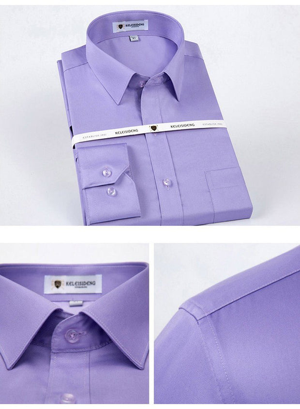 West Louis™ Solid Work Office Shirts Light Purple / S - West Louis