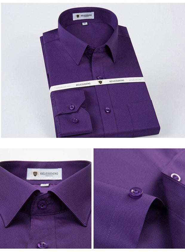 West Louis™ Solid Work Office Shirts Purple / S - West Louis