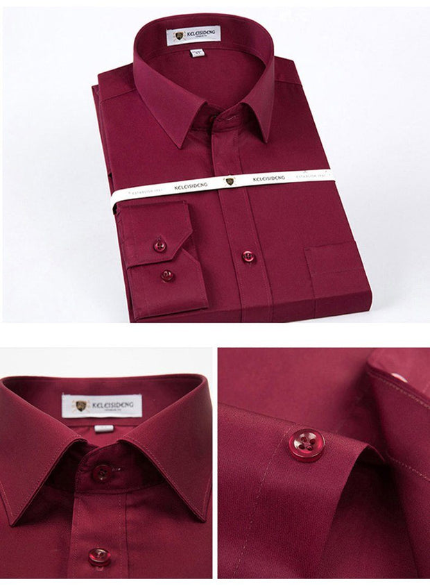 West Louis™ Solid Work Office Shirts Wine / S - West Louis